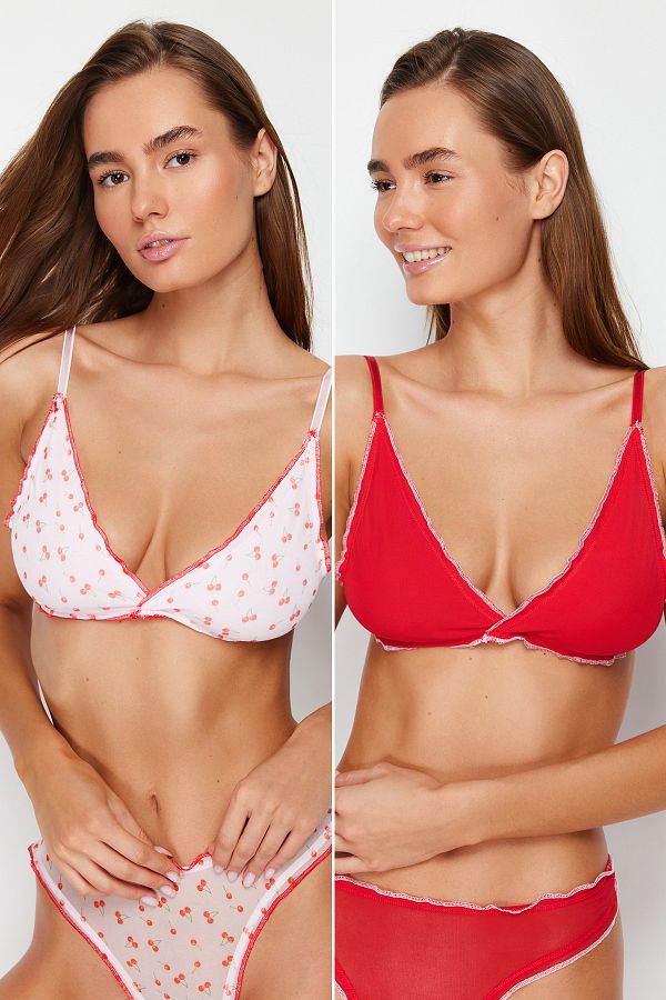 Trendyol Collection-Colorful Tulle Bralette Set of 2 - Thread Hanging and No Underwire THMSS24SU00010 1