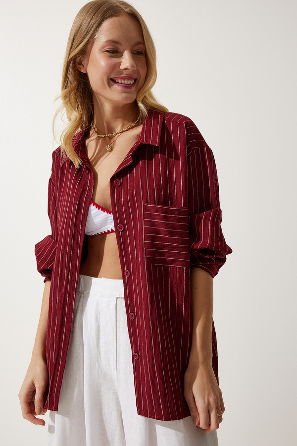 VANESSA SHIRT STRIPED BURGUNDY
