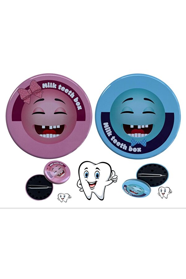 Hdg 2 Adet Süt Dişi Saklama Kutusu Metal Diş Albümü Pembe Ve Mavi Renk -diş Sakalama Kutusu