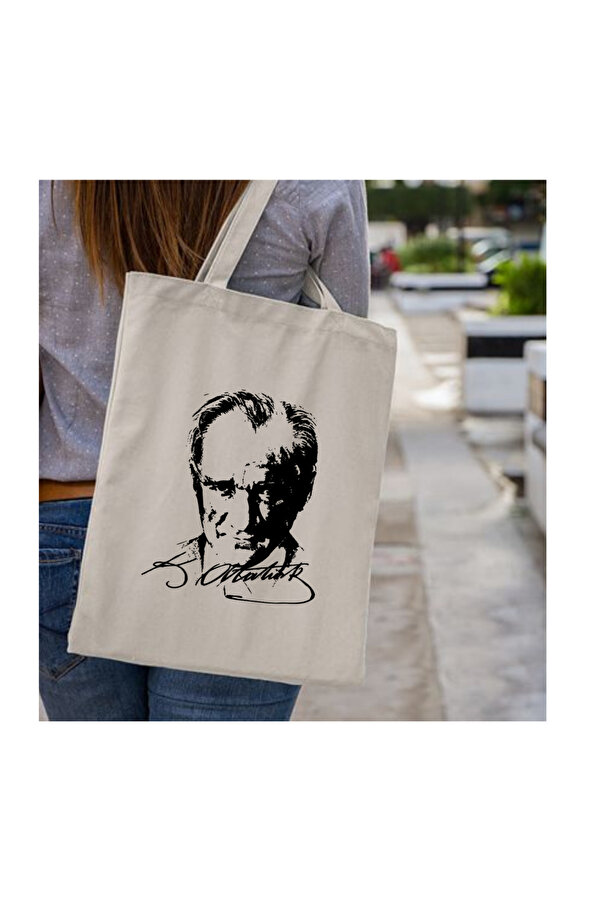 Cemira Ataturk Printed Signed Tote Bag Cloth Bag- Trendyol
