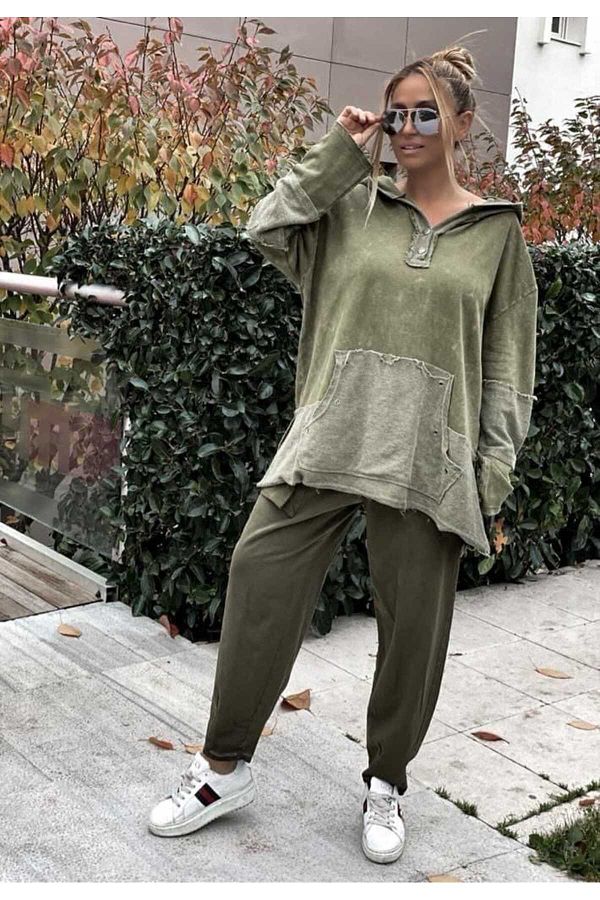 Khaki colored sweatshirt top