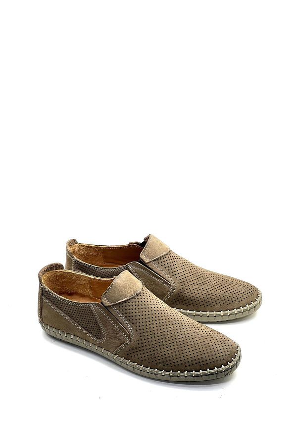grado Genuine Leather Daily Perforated Confort Sand Color Stitched Sole Shoes 425 Trendyol