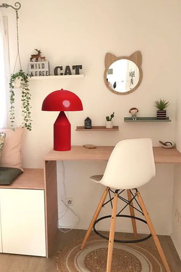 Bamyum-Lipeo Tischlampe Rot 30cm, Pilzlampe Metalllampe 1
