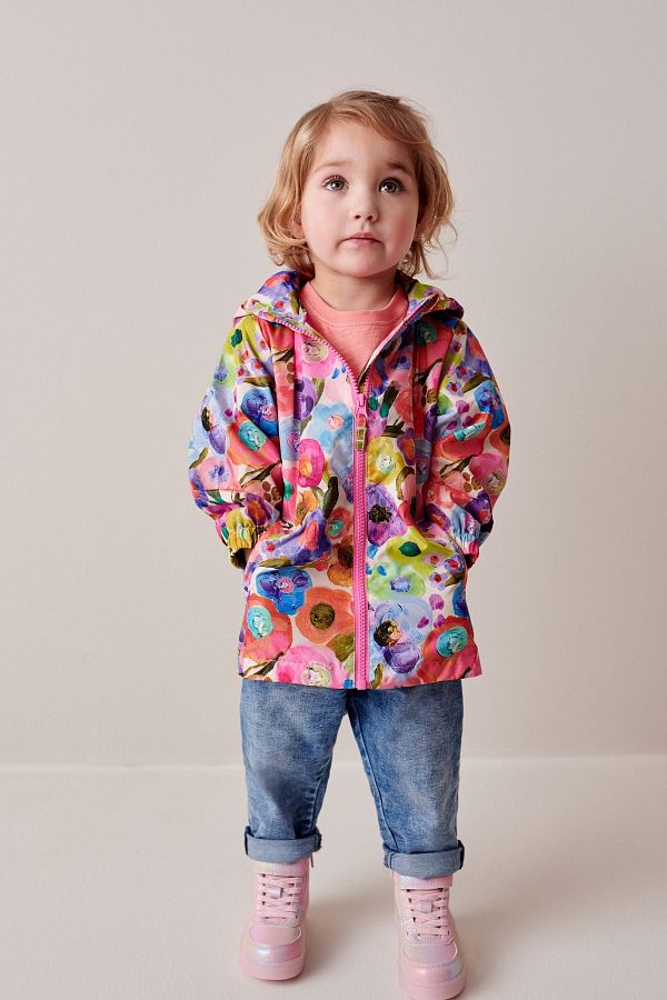 Next Baby Pink Multi Floral Water Resistant Hooded Jacket Raincoat Trendyol