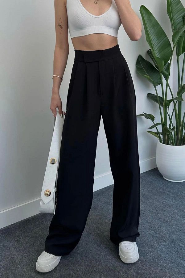 High waisted pleated palazzo pants hot sale