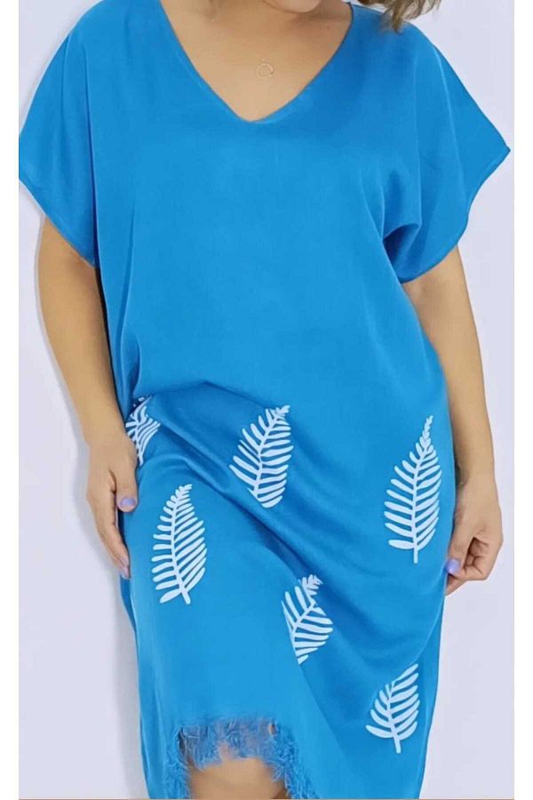 Nevin Acar-ROCHIE PETMEMAL CU JUMĂTATE DE MÂNECĂ PETMEMAL BLUE LEAF 1