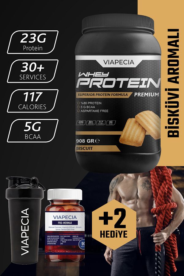 Viapecia-Whey Protein Biscuit Flavored Protein Abundant 908 Gr Premium 1