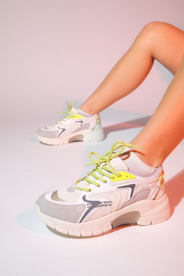LuviShoes-Pantofi sport pentru femei cu talpă groasă DUJA Ice Green Multi Mesh 1