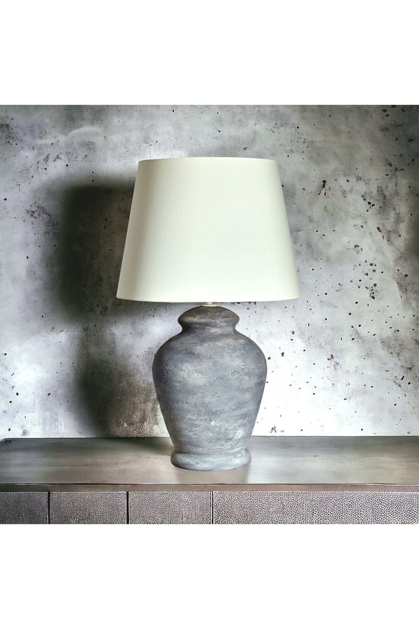 Qdec-Vintage Ceramic Lampshade Rustic Modern Gray - Ecru 1