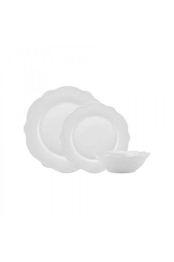 Karaca-Daisy New Bone Geschirr-Set für 4, 12-teilig, Teller und Schalen, Geschirr-Set 1