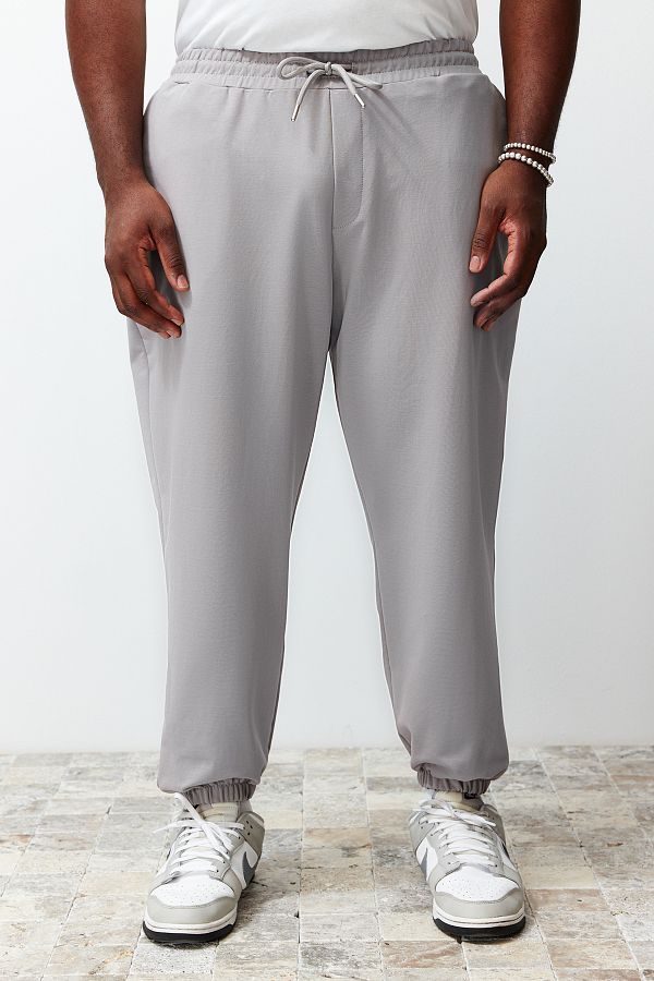 Trendyol Collection Gray Oversize Comfortable Large Size Sweatpants 100 Cotton TMNSS24AJ00001 Trendyol