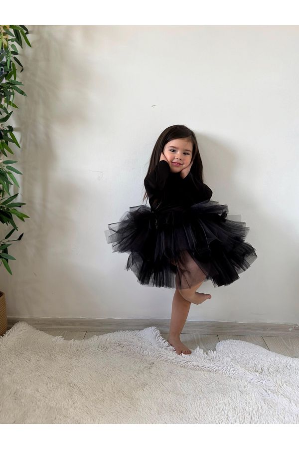 Short black tutu dress top