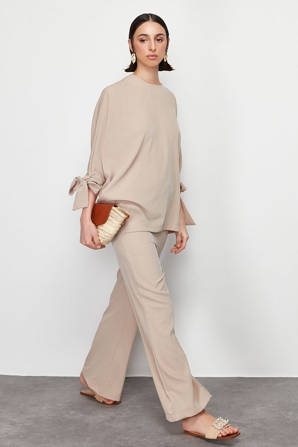 Trendyol Modest-Комплект туника-панталон с каменен прилеп с ръкав TCTSS23US00043 1