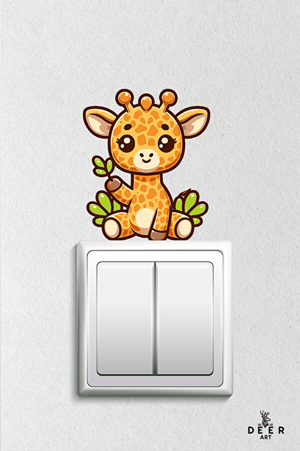 deer art Priz Sticker - Sevimli Zürafa Çocuk Odası Dekoratif Duvar Sticker - Dads3