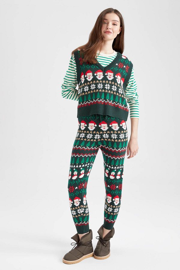 DeFacto-Pantaloni de jogger cu talie elastică cu tematică de Anul Nou Y3429az22cw 1