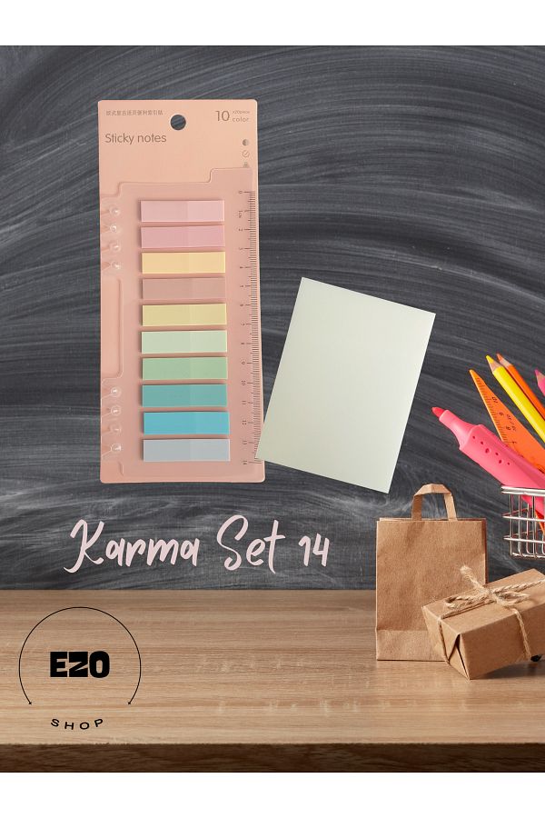EZOSHOP-2 Piece Set Postit and Karenot Large Size Transparent Styled Note Kagidi Kirtasiye Post It Mixed Set 14 1