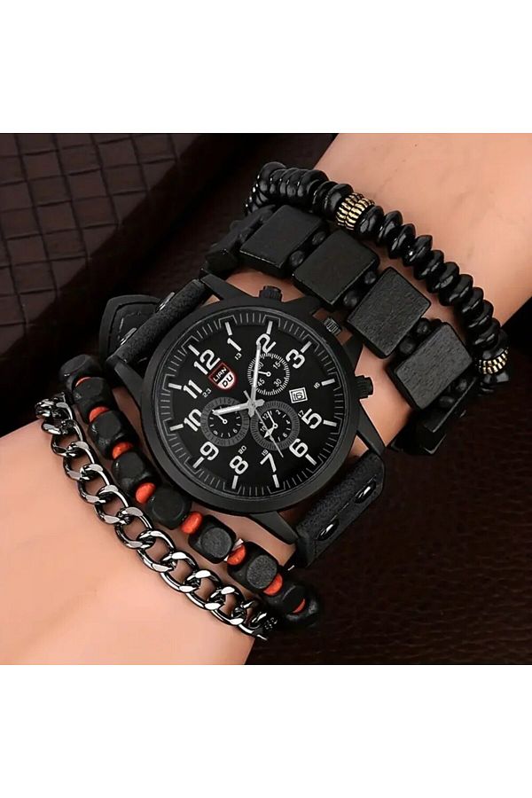 Choice LIANDU Quartz Wristwatch Hip Hop Fashion Men s Set of 5 Round Case Hardlex Dial Window Trendyol