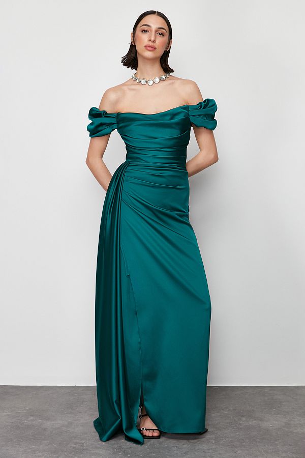 Long emerald dress deals