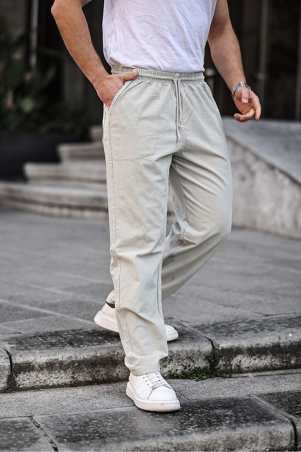COMB NE M CHA L Gray Color Men s Summer Linen Blend Relaxed Trousers Trendyol