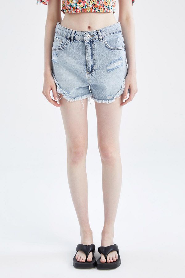 Defacto Mom Fit Jean 100 Cotton Shorts Y8089az22hs Trendyol