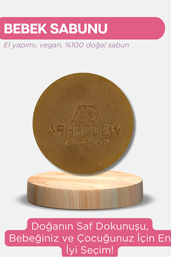 Aphrodew Bebek & Çocuk Vegan Doğal Sabun - 7 Farklı Soğuk Sıkım Bitkisel Doğal Yağ - 100 Gr