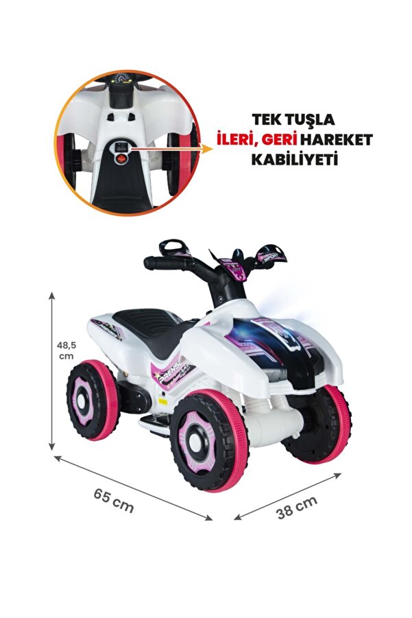 ujtoys Safari Beyaz Prenses Müzikli ve Led Işıklı Akülü Bingit Atv 6V