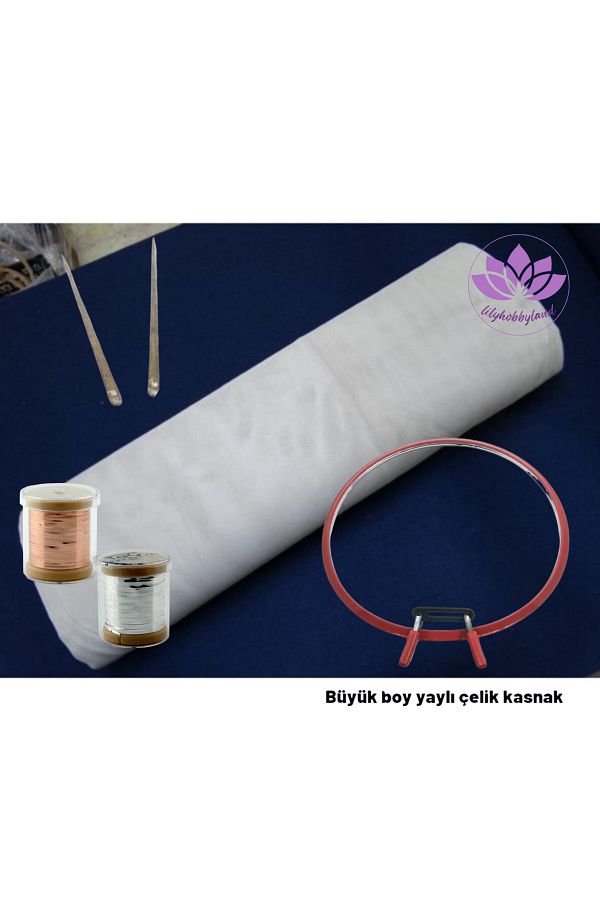 LİLYHOBBYLAND-Wire Breaking Starter Kit (White Color Square Tulle, 2 Pieces Crown Wire Breaking Wire and Large Spring Pulley) 1
