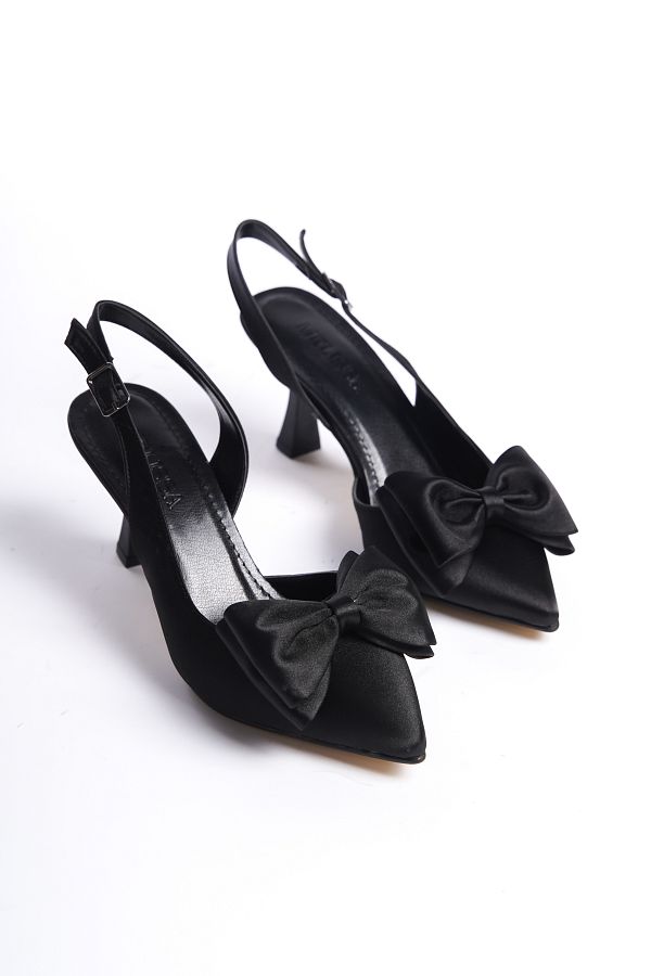 Black satin evening shoes hot sale