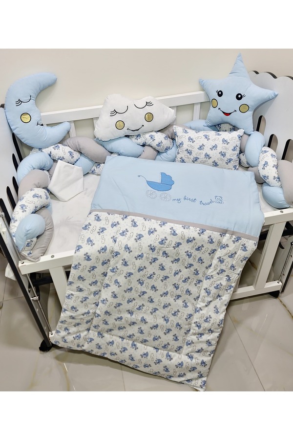 JULYA KİDS 7 Parçalı örgülü pamuk bebek uyku seti