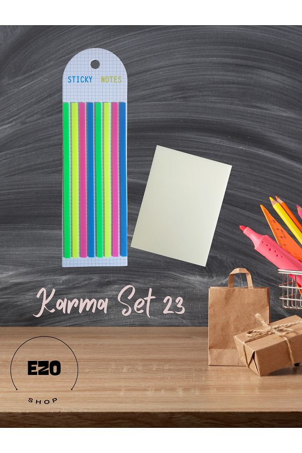 EZOSHOP-Set of 2 Long Ribbon and Square Note Large Size Transparent Adhesive Note Paper Stationery Post It Mixed Set 23 1