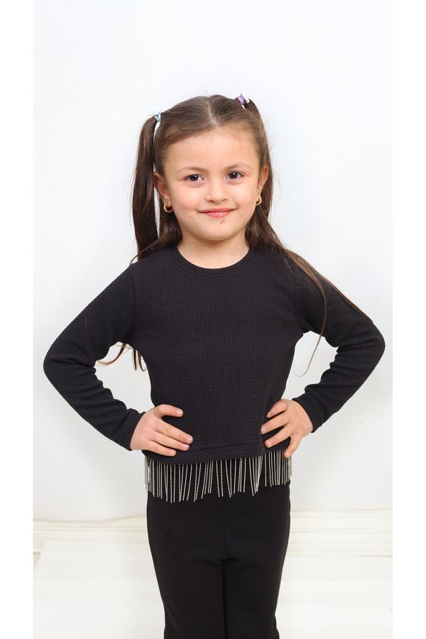 M N KANKA Crop model chain detailed navel female child baby girl blouse sweatshirt Trendyol
