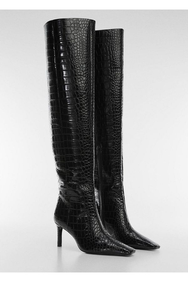 MANGO Woman-Μπότες με τακούνι Crocodile Skin Look 1