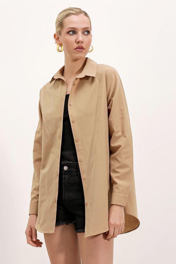 Bigdart-Długa koszula basic 3900 oversize – Biscuit 1