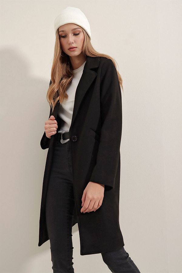 Bigdart-9085 Kaşe Coat - Black 1