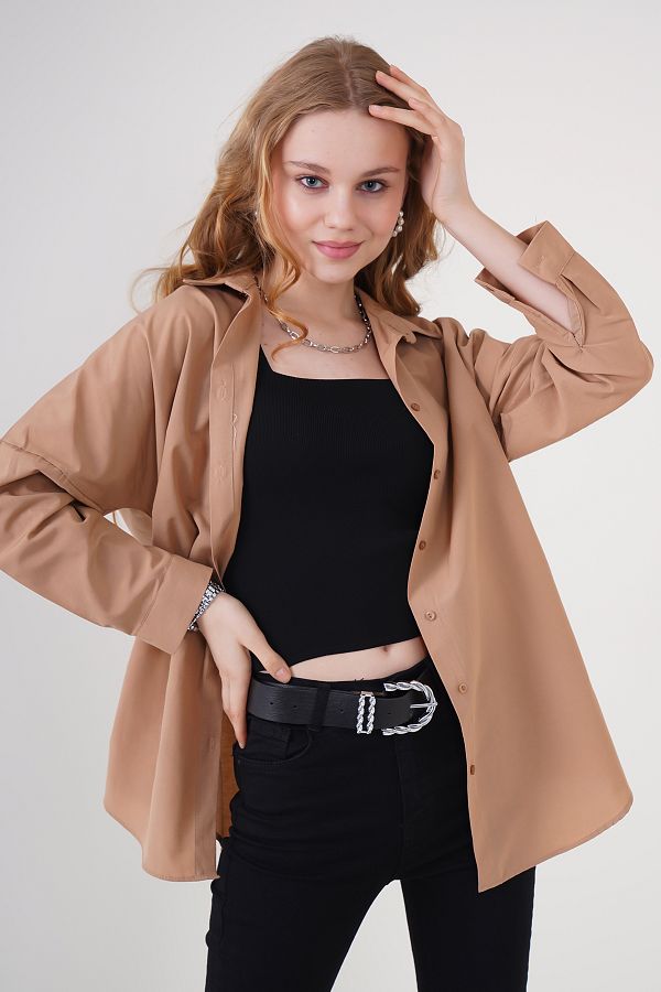 Bigdart-3900 Oversize dlouhá základní košile - Camel 1
