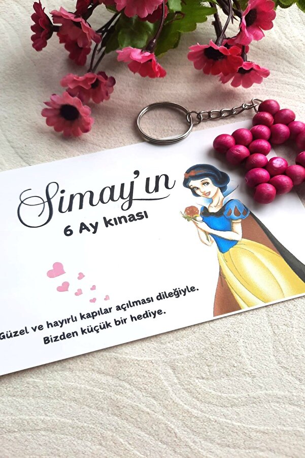 Emtory Home 10 Adet Pamuk Prenses Kartlı Ahşap Naturel Yıldız Anahtarlık - Bebek Hediyesi - Kişisel Yazı Eklenir