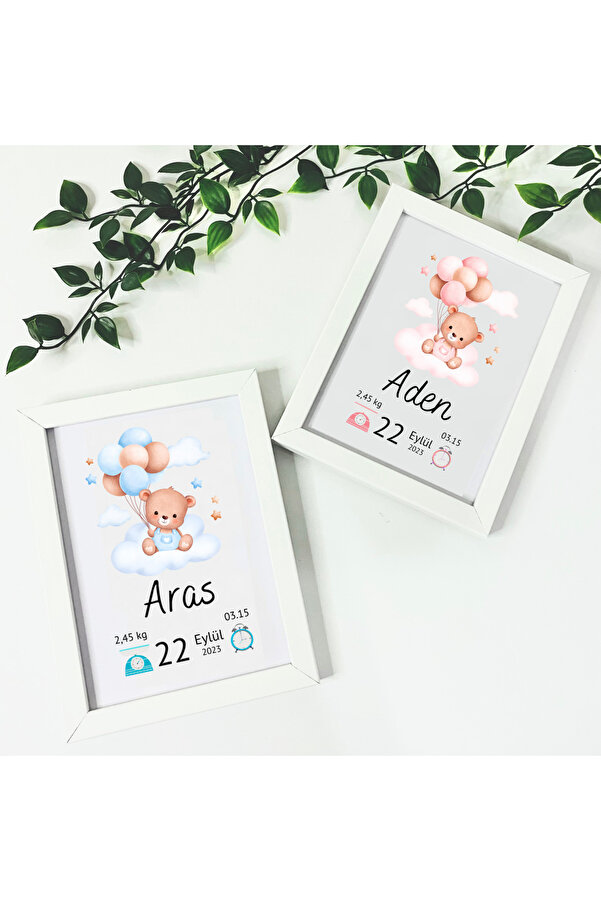 Zift Store Bebek Doğum Anısı Çerçeveli Doğum Anı Kartı İle Bebeğimin Hatırası (KİŞİYE ÖZEL İSİM, TARİH VE KİLO)