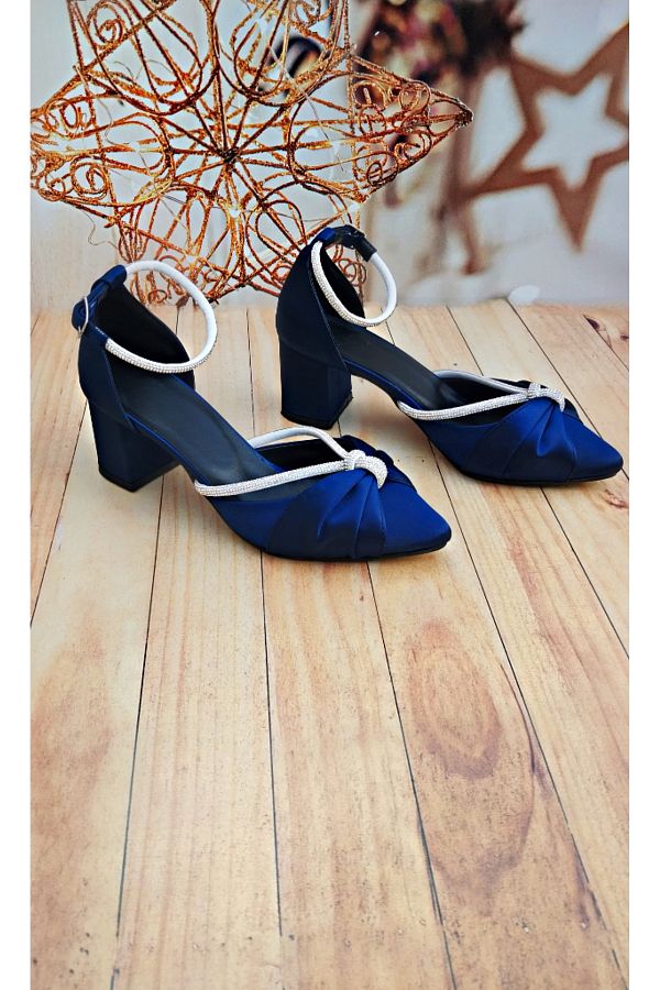 Navy satin evening shoes cheap