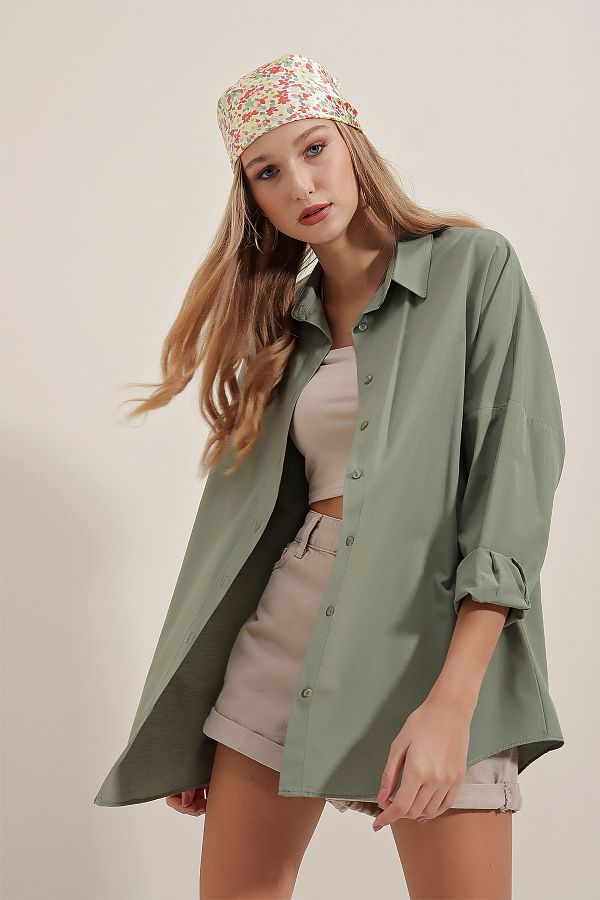 Bigdart-3900 Oversize dlouhá základní košile - Khaki 1