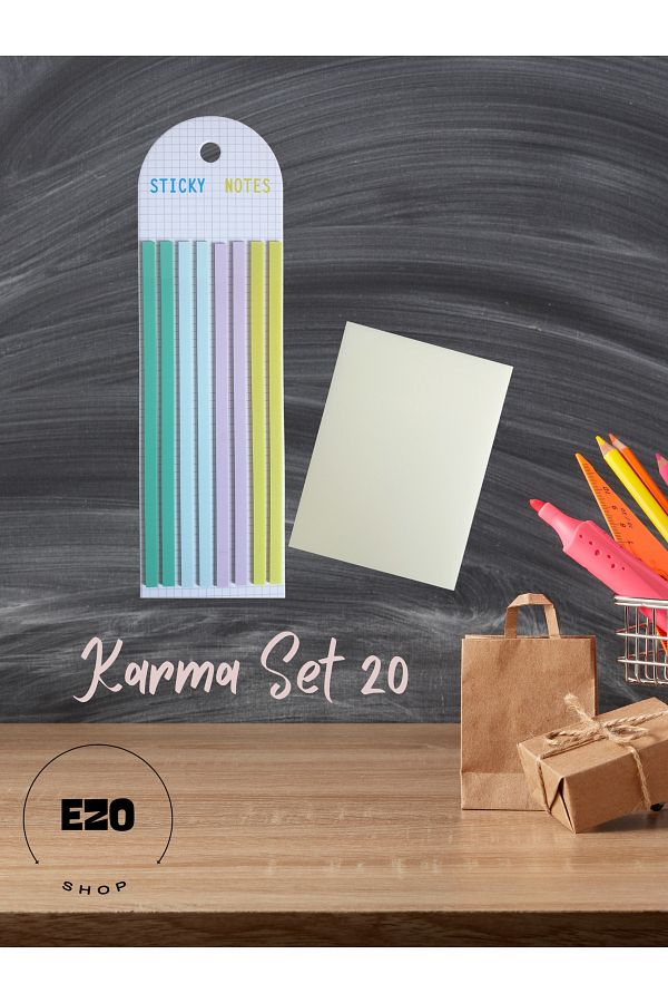 EZOSHOP-Set of 2 Long Ribbon and Square Note Large Size Transparent Adhesive Note Paper Stationery Post It Mixed Set 20 1