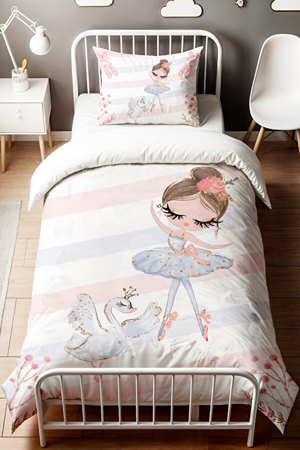 Swan Girls Single Bed Covers Evpanya Gold Swan And Ballerina