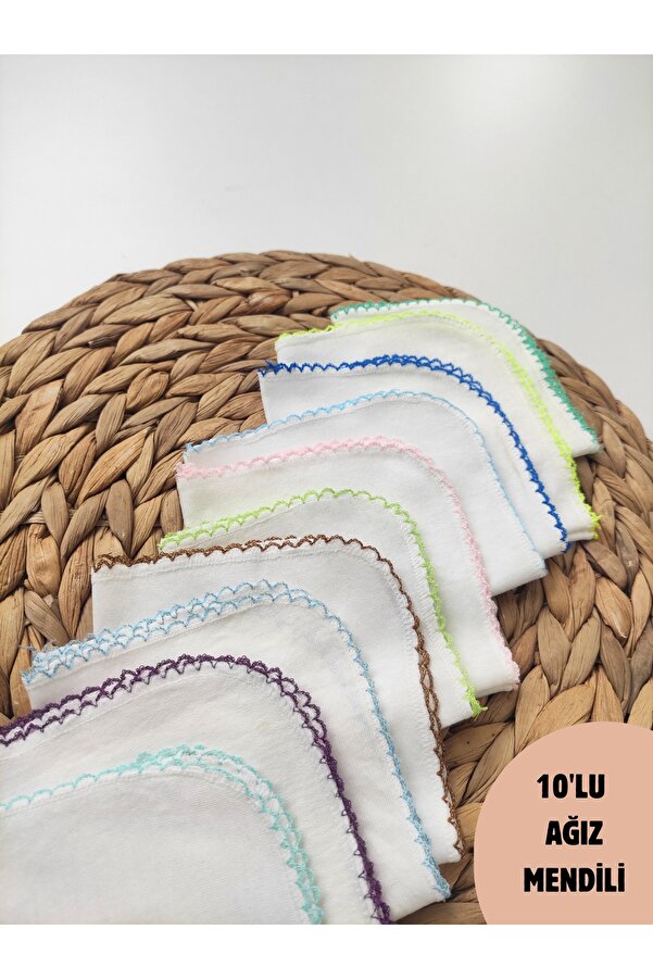 Bebella 10'LU BEBEK AĞIZ MENDİLİ %100 PAMUKLU PENYE KUMAŞ BEBEK TEMİZLEME BEZİ YENİDOĞAN TER BEZİ