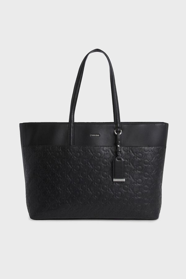 Calvin Klein Women s Shoulder Bag with Embossed Logo Large Front