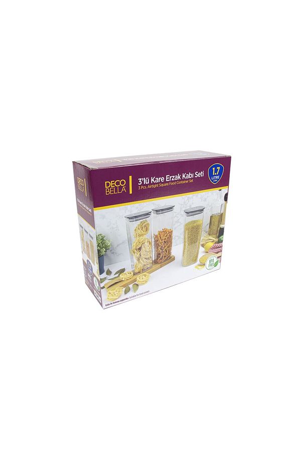 bizdeneve-Set of 3 1.7 Lt. Square Food Container, Storage Container Set 1