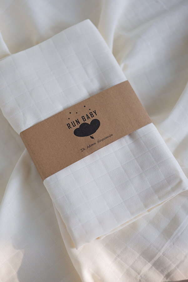 runbaby 100x120cm Oeko-tex Sertifikalı Bebek Müslin Örtü (EKRU)