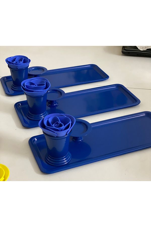 Elzem-BLUE COLOR 3-PIECE SET RECTANGULAR PRESENTATION TABLE MAKARONluk ROSE BUCKET 1
