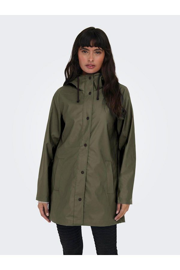 ONLY-Women's Water Repellent Hooded Raincoat Coat 15304784 Black 1