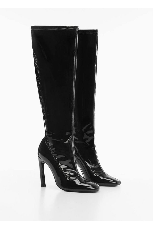 MANGO Woman-Patent Leather Heeled Boots 1