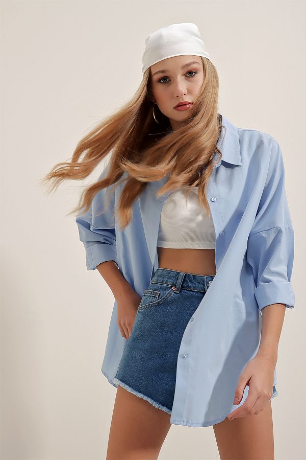 Bigdart-3900 Oversize-Lang-Basic-Hemd – Blau 1