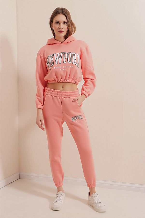 Bigdart-55397 Printed Tracksuit Set - Pink 1